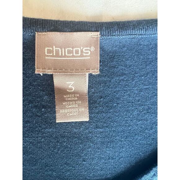 Chico's Knit Tank with Neck Detail, Size 3, XL, Blue, Round Neck, Office, Soft - Picture 2 of 8
